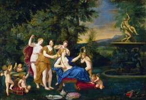 Venus atendida por ninfas y cupidos